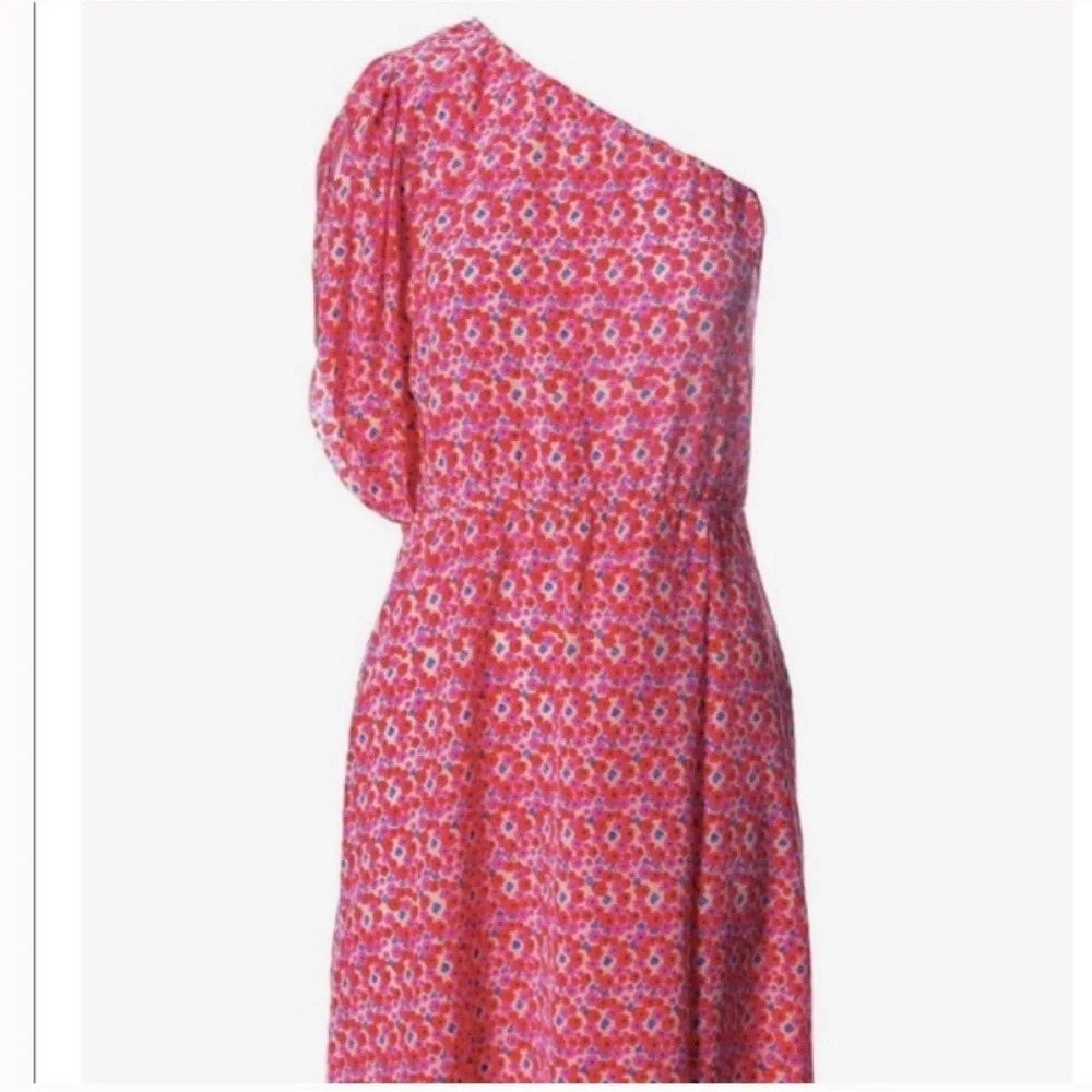 Tucker NYC- Floral 100% Silk The One Shoulder Dress